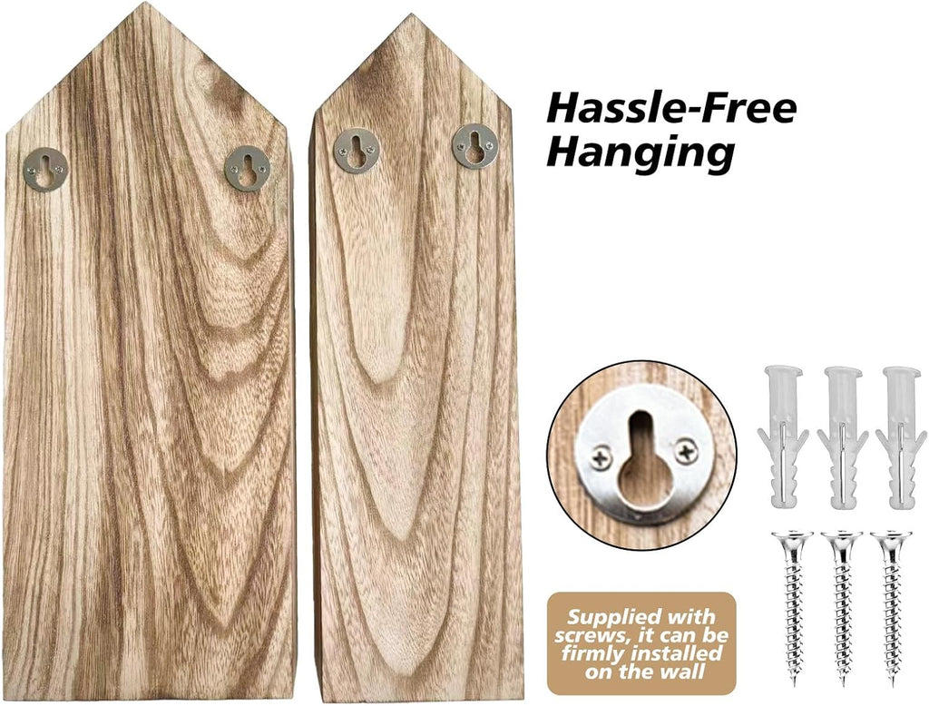Rustic Wood Trinket Shelf,House and Castle Design Shadow Cubby Box(2 Pack)