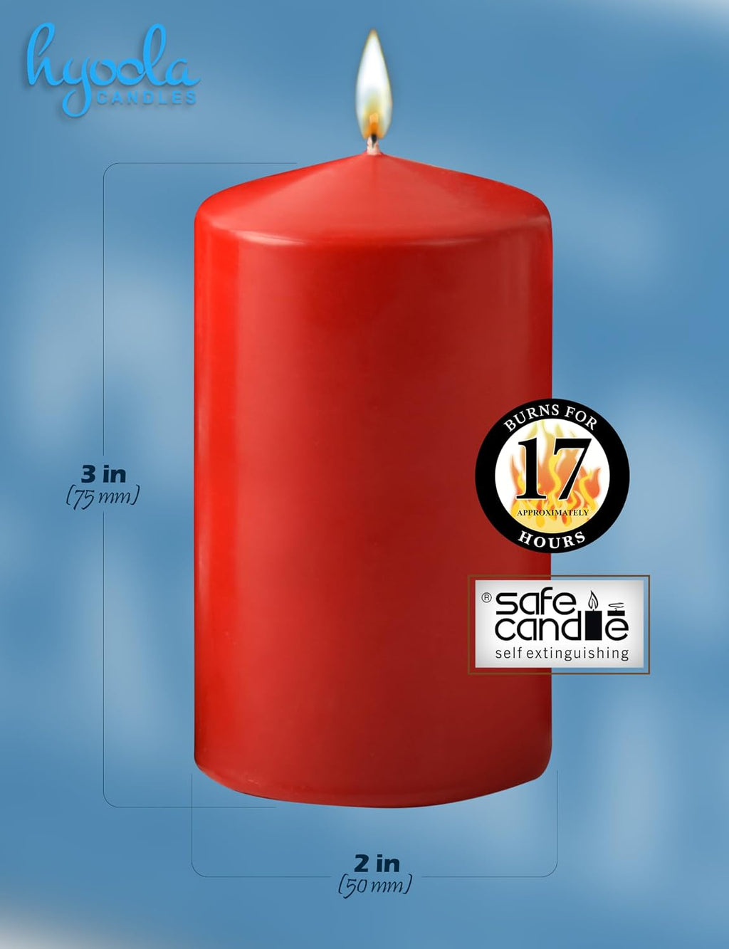 HYOOLA Red Pillar Candles 2x3 Inch - 12 Pack Unscented Bulk Pillar Candles - European Made