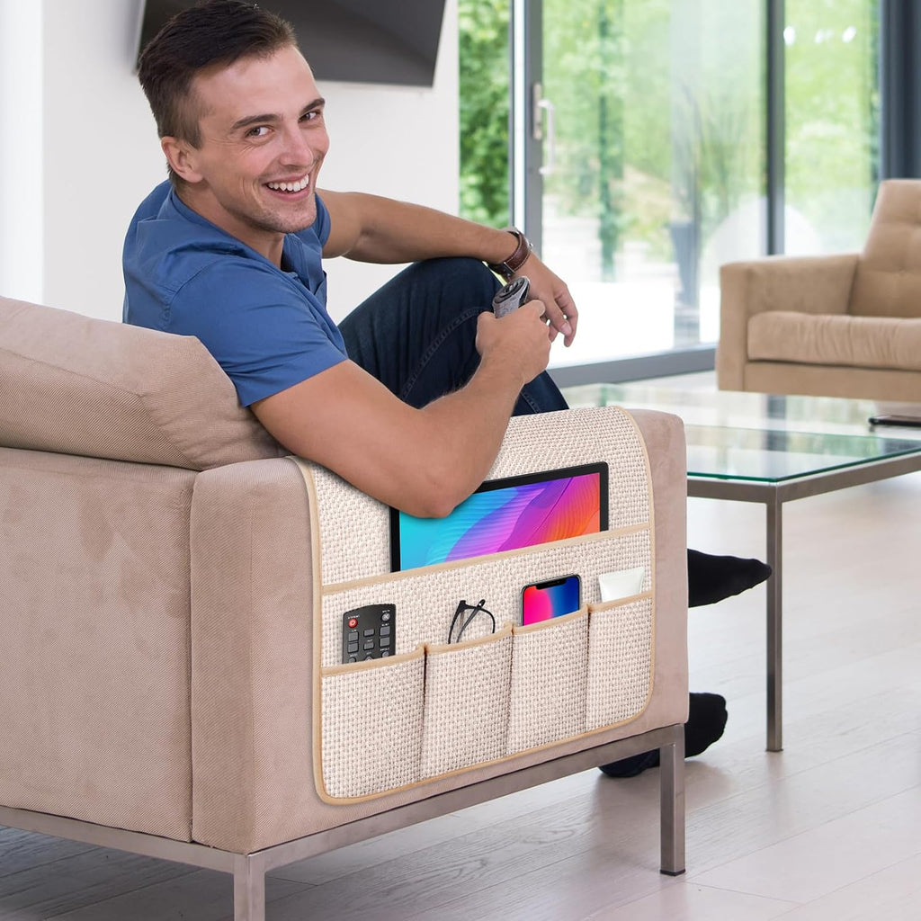 Remote Control Holder Couch Caddy, Armchair Caddy for Recliner 5 Pockets