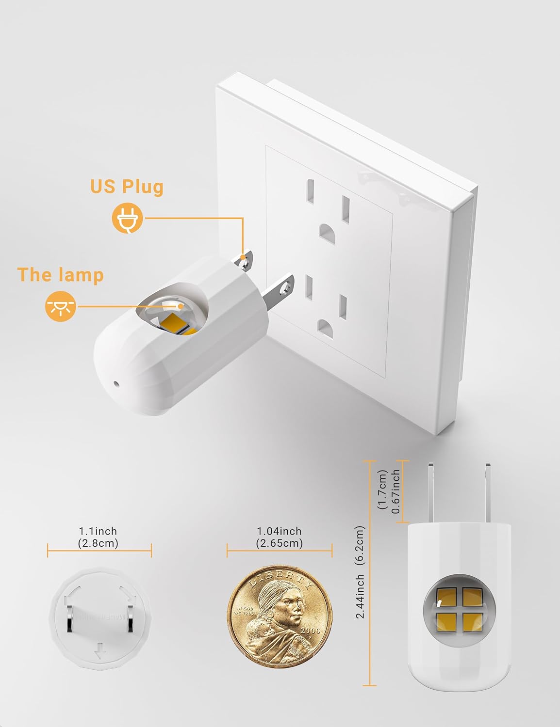 GEPLAD 6-Pack LED Night Light Plug-in Wall,Dusk-to-Dawn Sensor Auto On/Off