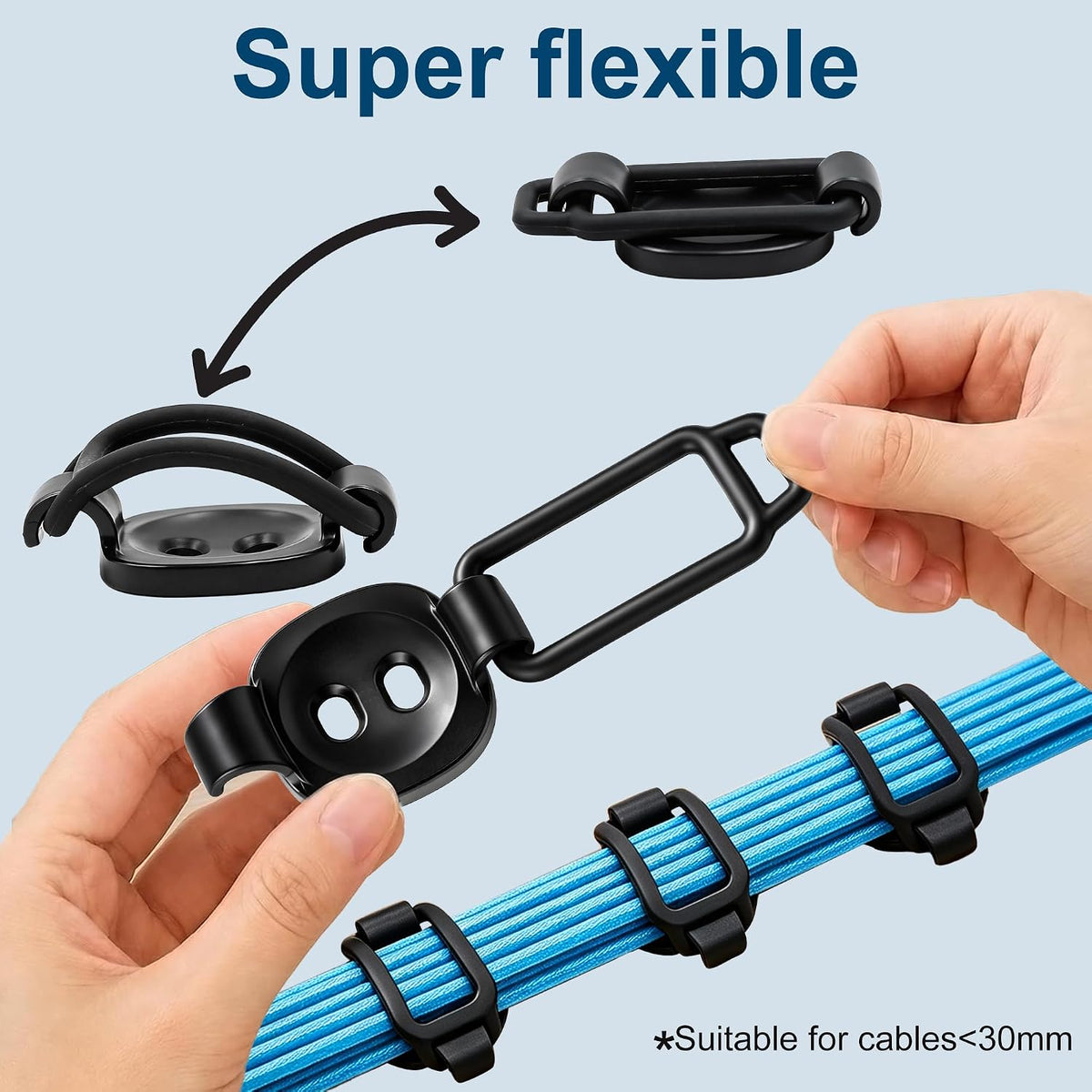 10 Pack Cable Management Clips, Adhesive Cable Clips for Cords Organizer