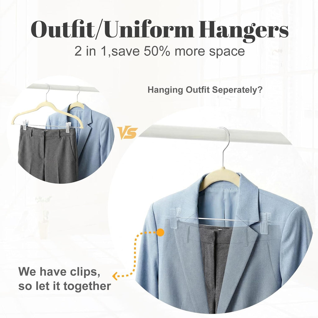HOUSE DAY Skirt Hangers 24 Pack, Velvet Pant Hangers with Adjustable Clips
