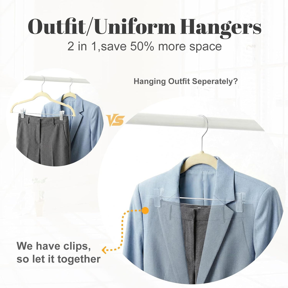 HOUSE DAY Skirt Hangers 24 Pack, Velvet Pant Hangers with Adjustable Clips