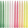 10 Inch Dopamine-Color Spiral Taper Candles for Home Decoration, 12 Pack Cream Twisted Candlesticks for Dinner Party Wedding Holiday
