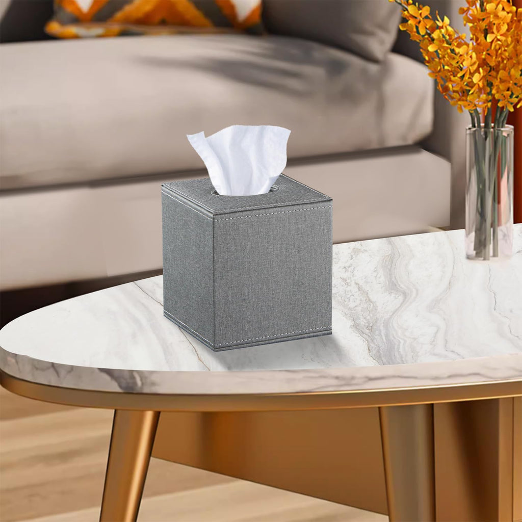 Linen Tissue Box Cover Square,Cute Aesthetic Facial Tissue Cube Box Holder