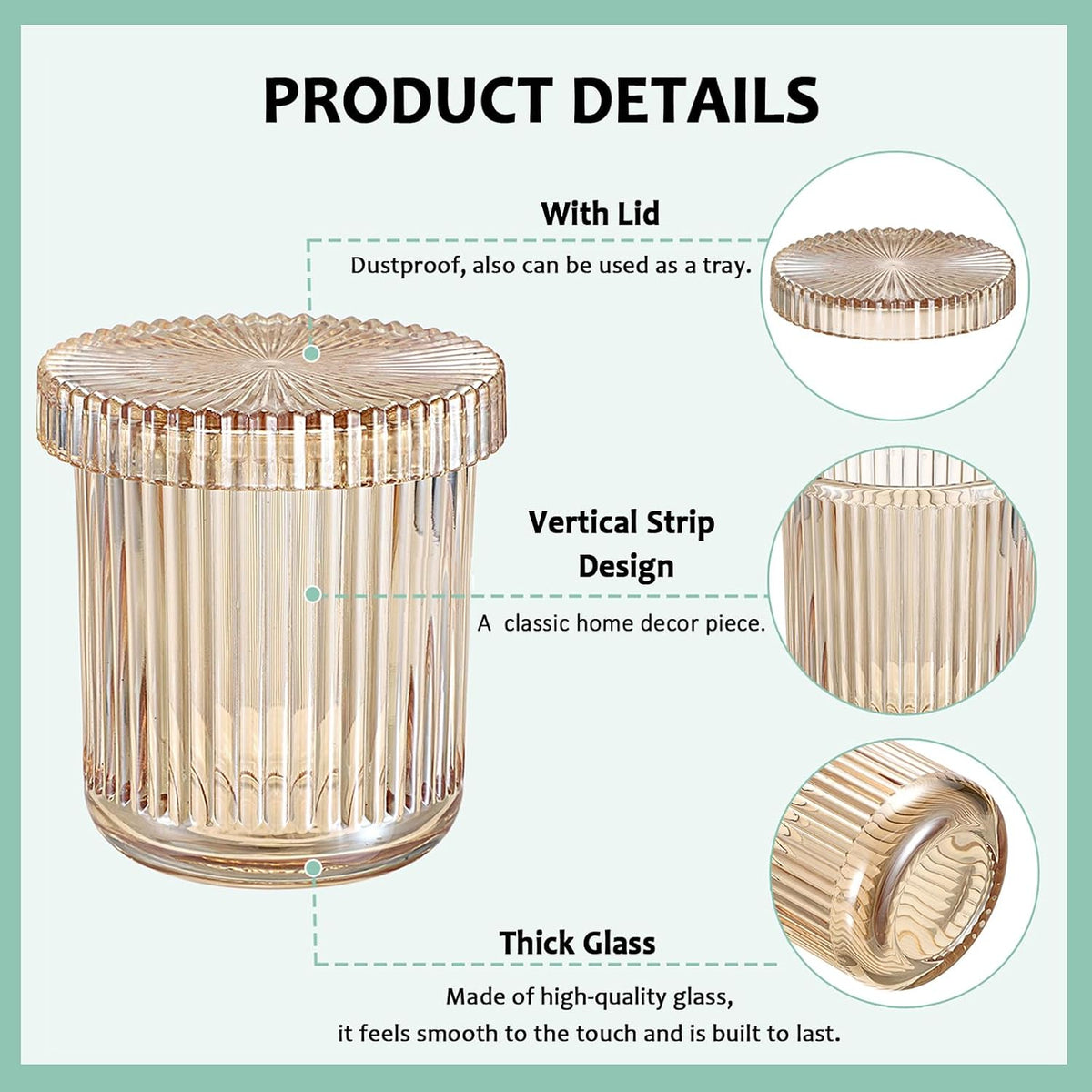 Hipiwe Glass Apothecary Jars with Lid 2Pcs Cotton Ball and Swab Organizer