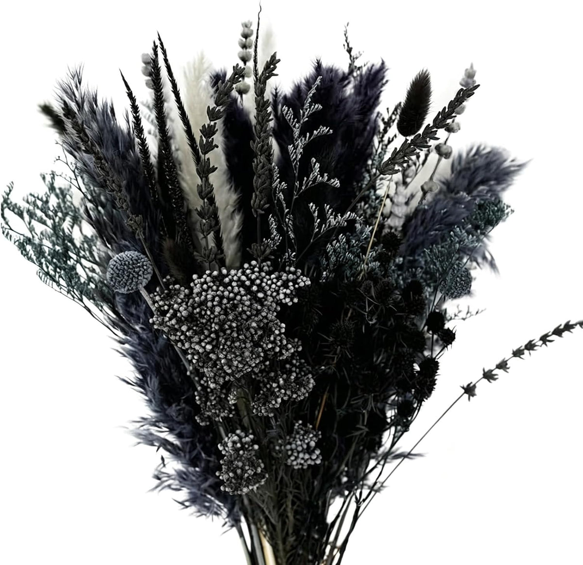 17" Black & Dark Grey Dried Flower Bouquet, DIY for Bohemian Home Decor