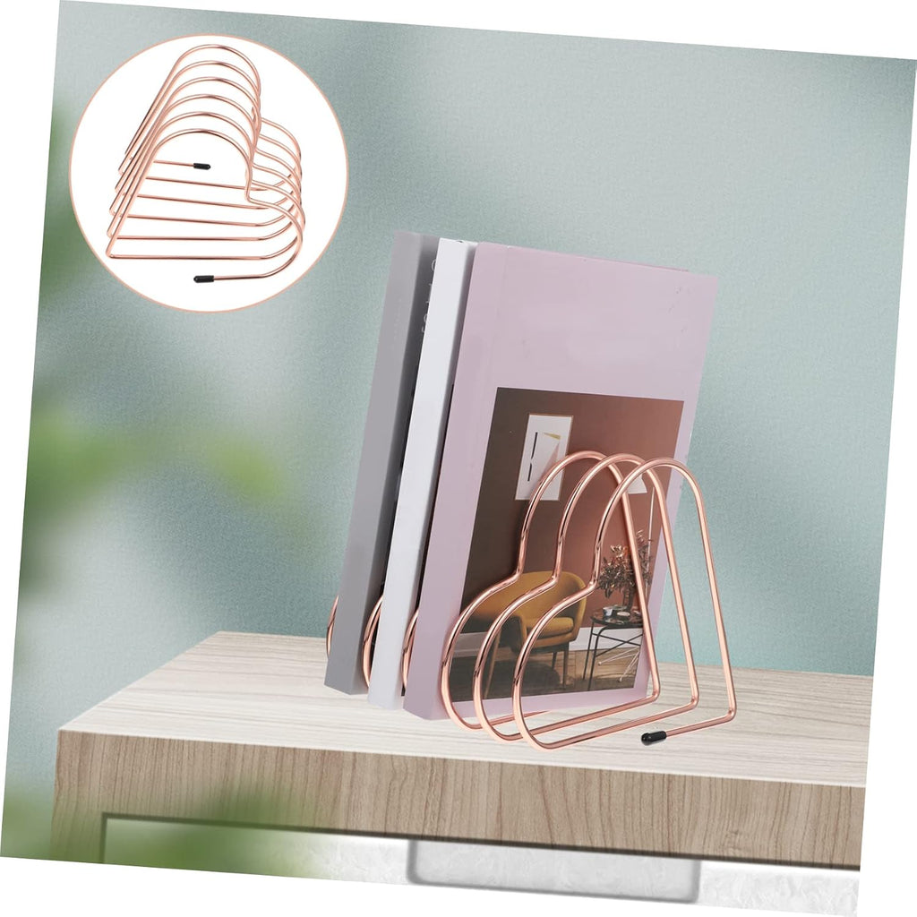 Ciieeo Bookend Book Shelves for Office Document Holder for Desk Heavy Duty Bookshelf Desktop Book Holder Metal Bookshelf Locker Decor Iron Rose Gold Household Book Holder Book Rack CD DVD