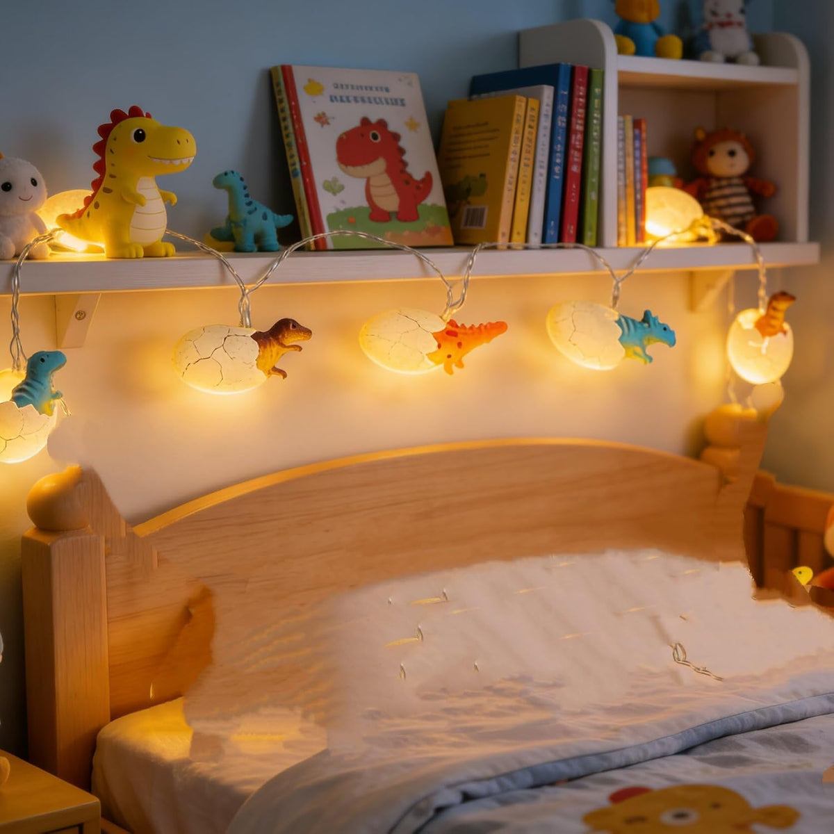 10Led Dinosaur Egg String Lights Battery Operated Dinosaur Lights String Realistic Looking Dino Light for Boys Bedroom Garden Patio Decoration