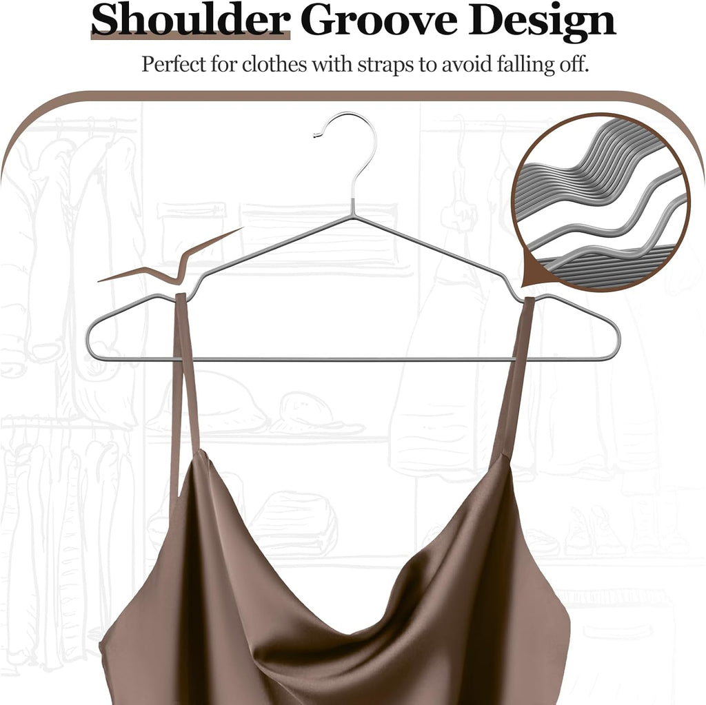 16" Non-Slip Rubber Coated Metal Suit Hangers 30 Pack with Notches