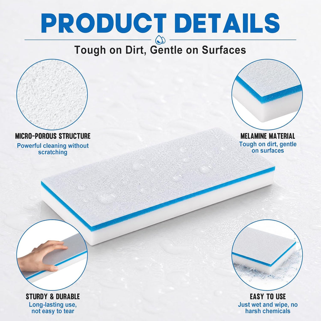 10 Pack Magic Sponge Eraser Mop Pads, 4.5" x 10" x 1"