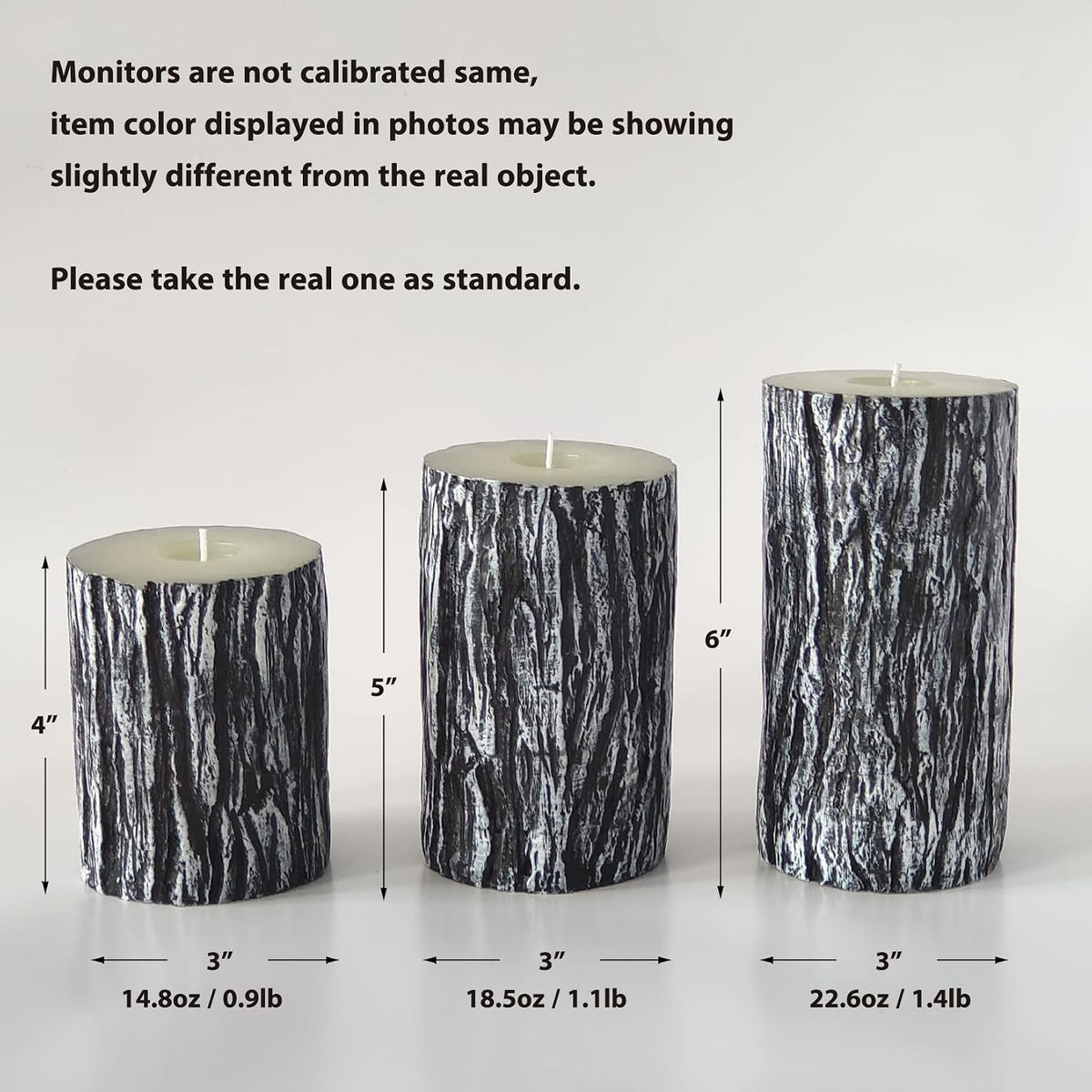 MOZEAL Hand-Poured Unscented Candle,Dripless Smokeless Cotton Wick Pillar Candle Set of 3,Includes 4", 5" and 6",300 Hours Burn Time,Country Style,for Christmas and Fireplace Decor(Black Pine Tree)