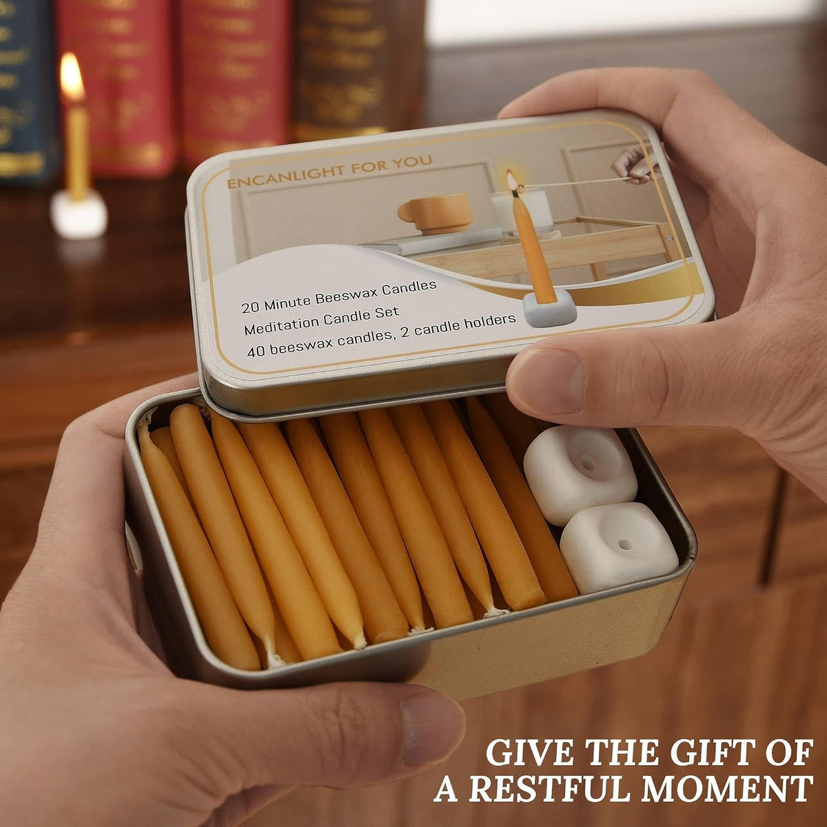 20 Minute Candles Set,2.6 Inch Beeswax Taper Meditation Candles 40Pcs