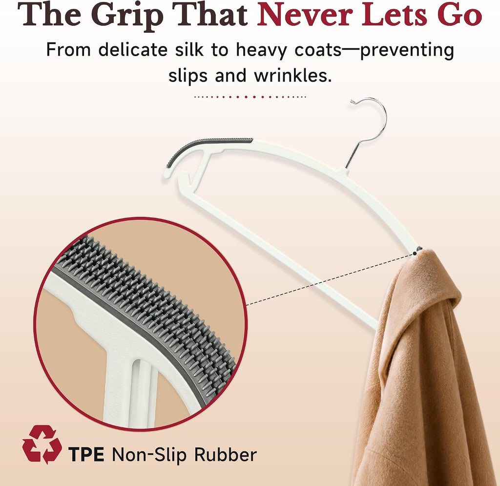 30 Pack Slim Plastic Clothes Hangers, Ultra-Slim Non Slip Rubber Pad