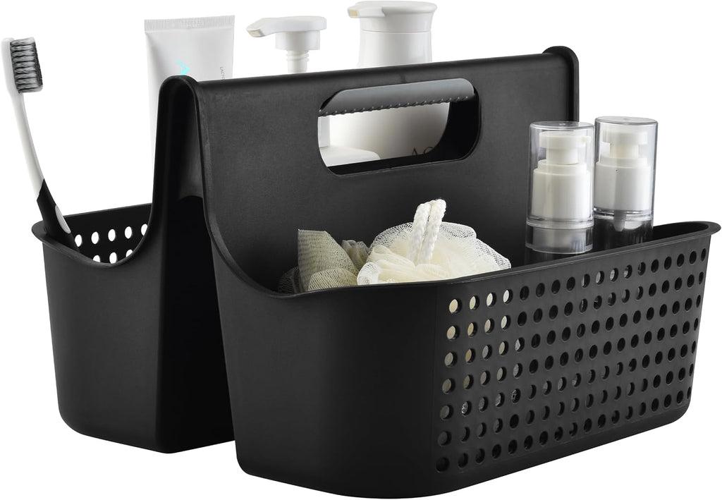 NINU Black Portable Shower Caddy Basket, 2-Compartment Storage Organizer