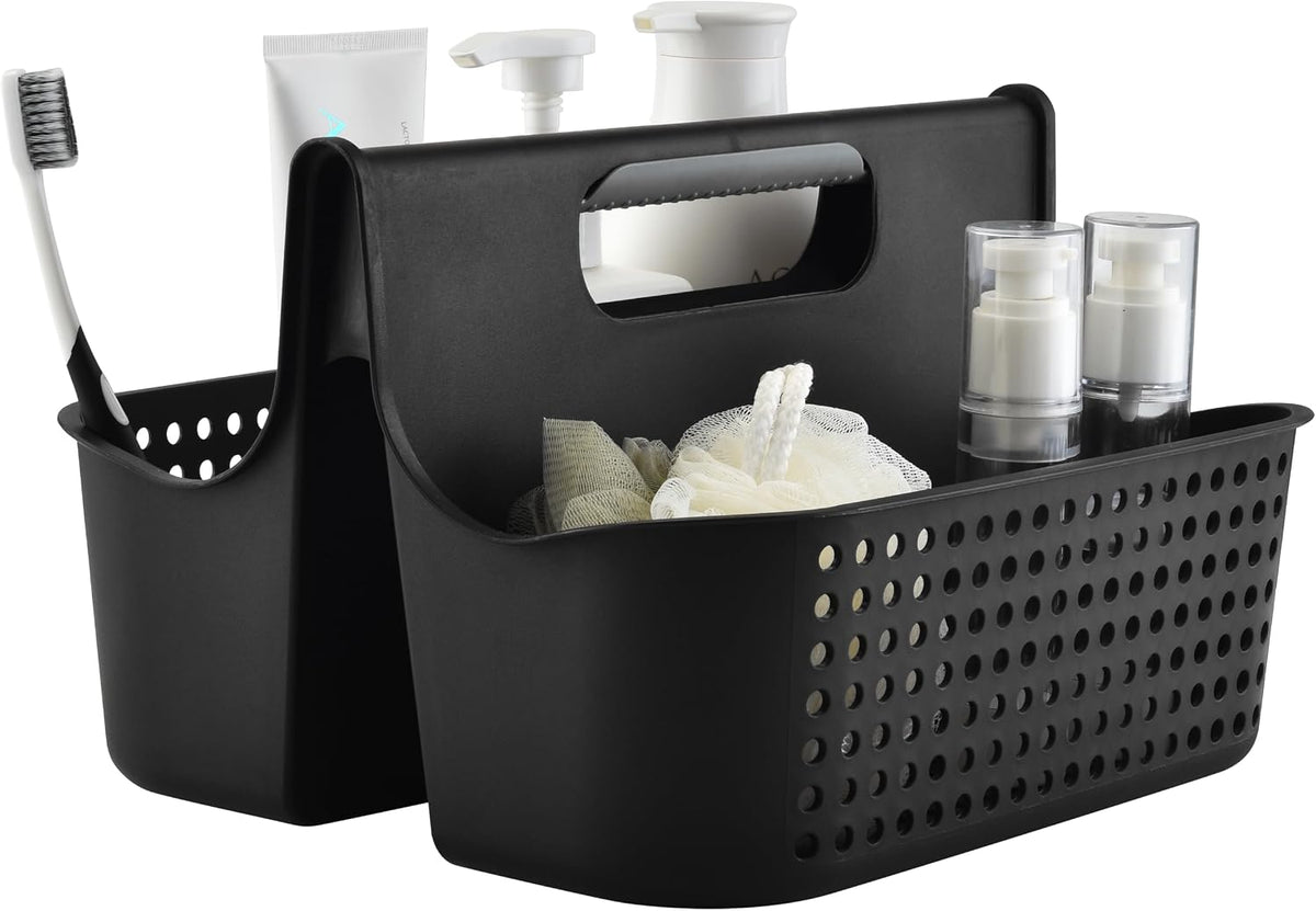 NINU Black Portable Shower Caddy Basket, 2-Compartment Storage Organizer