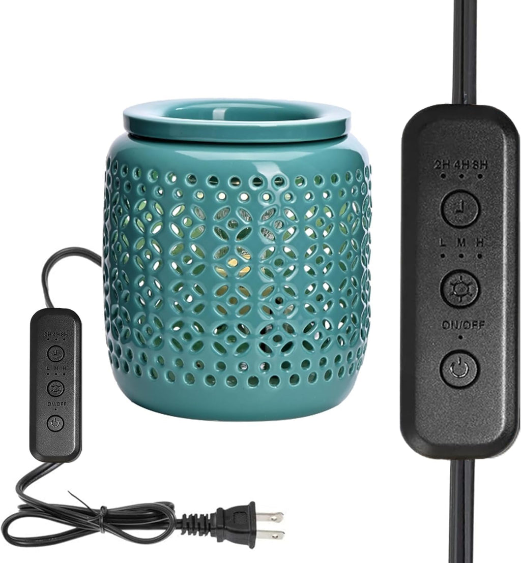 ASAWASA Ceramic Wax Melt Warmer for Scented Wax with Timer(Cyan Copper )