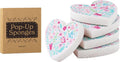 5 Pack Heart Shaped Sponges, Non-Scratch Cleaning Sponges with Floral Pattern, Kitchen Heavy Duty Scrub Sponge, Pop Up Eco Valentine's Day Sponges (Pink)