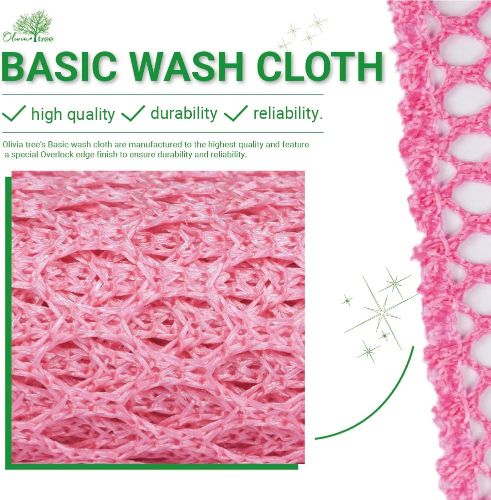 Basic Dish Wash Net 10 pcs - All Purpose, Non-Scratch, Heavy Duty Dish Scrubbers for Cleaning Dishes, Pots and Pans Color Pink