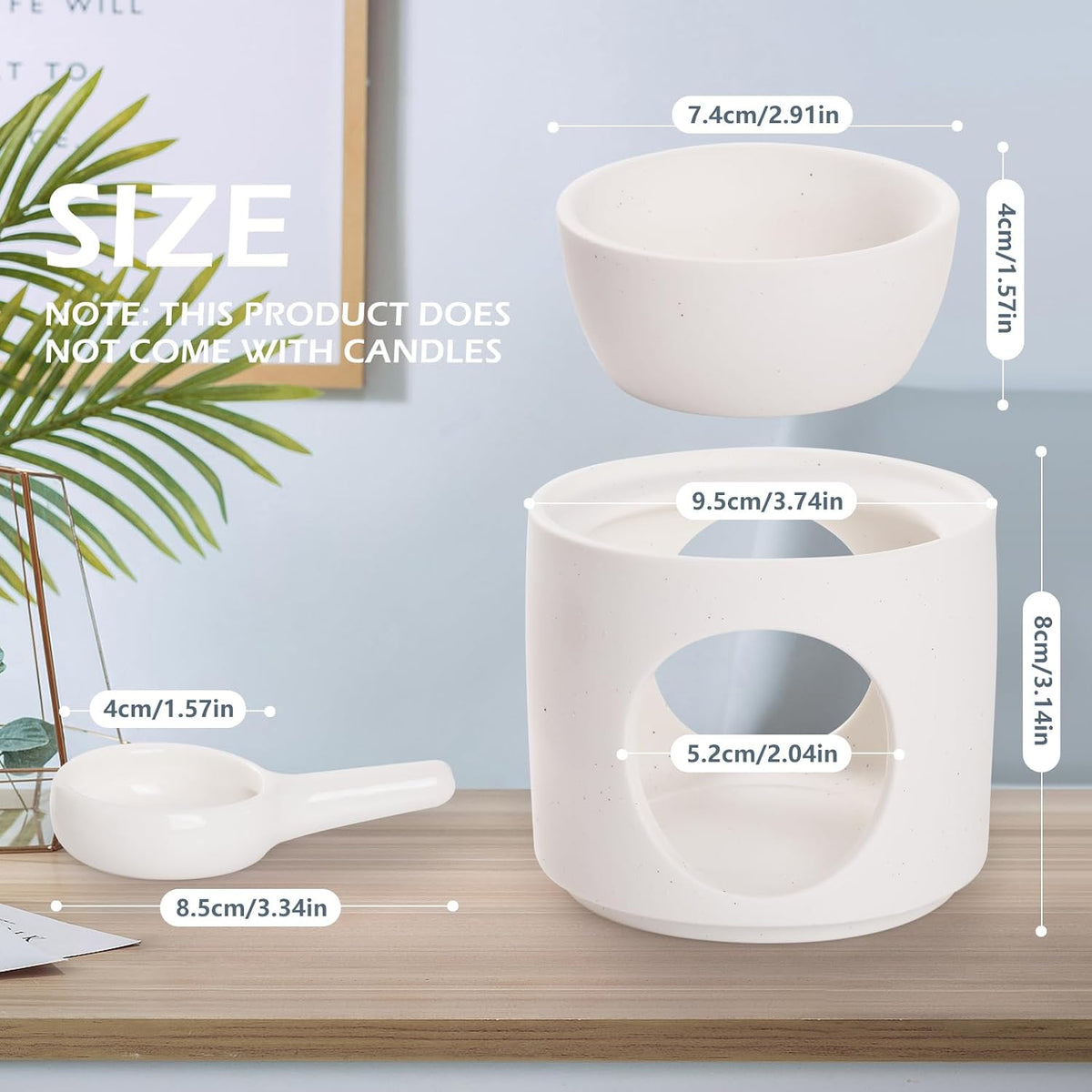 WD&CD Wax Melt Ceramic Oil Burner White, Aroma Diffuser Essential Oil Burner Aromatherapy Wax Burner with Tealight Holder, Home Bedroom Decor