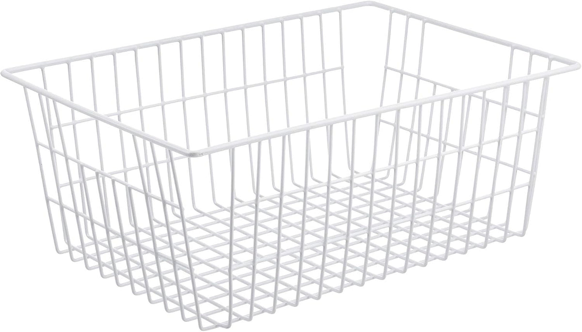 iPEGTOP Wire Freezer Stroage Baskets, 13.4 inch Set of 3 Farmhouse Storage Bins Basket Freezer Storage Organizer Bins with Handles for Kitchen Cabinets, Pantry, Closets, Bedrooms, Bathrooms- White