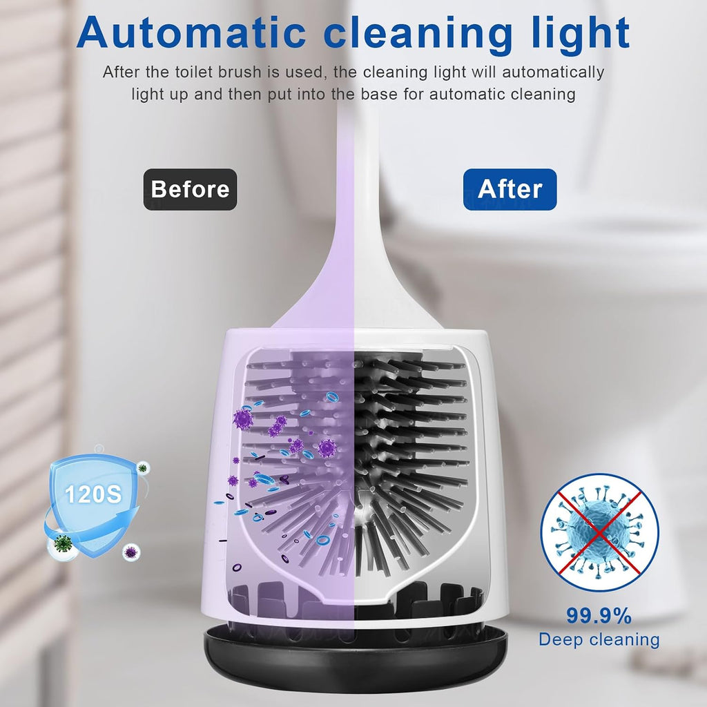 Electric Toilet Brush,Silicone Toilet Brush,Toilet Bowl Brush and Holder Set with Ventilated Holder,Toilet Brush, Floor Standing, Wall Mounted Without Drilling，Rechargeable