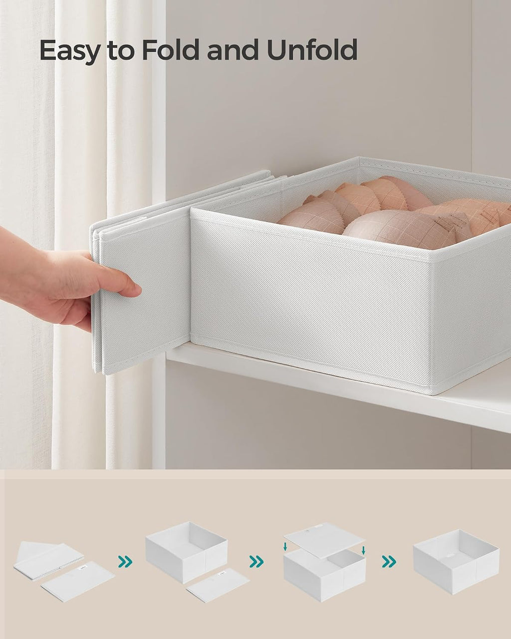 SONGMICS Drawer Organizers, Set of 18, Foldable Fabric Storage Boxes