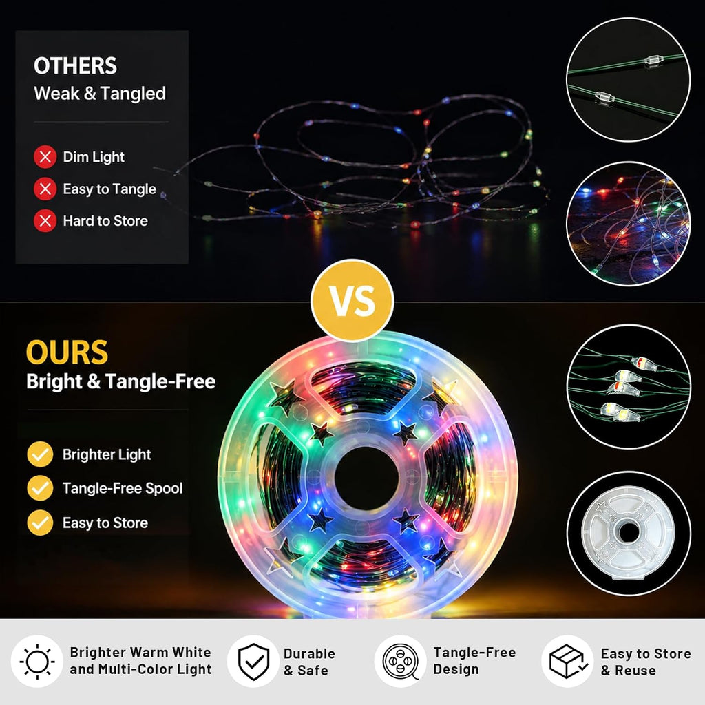 suddus Color Changing Fairy Lights Plug in，99ft 300 LED Connectable Green Wire String Lights with Remote,Waterproof Twinkle Lights Indoor Outdoor, Timer for Wedding Patio Christmas Thanksgiving Decor