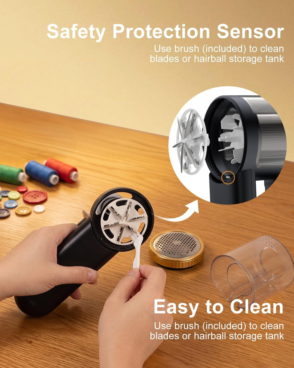 2-in-1 Rechargeable Fabric Shaver, 3 Extra Blades, 3-Speed Lint Remover Sweater Shaver with Digital LED Display, Sweater Shavers to Remove Pilling, Lint Shaver for Clothing & Furniture-Gold