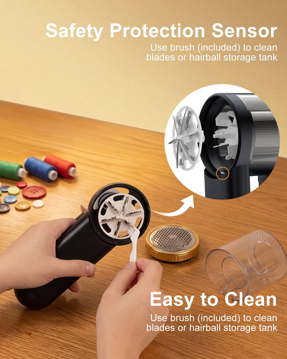 2-in-1 Rechargeable Fabric Shaver, 3 Extra Blades, 3-Speed Lint Remover Sweater Shaver with Digital LED Display, Sweater Shavers to Remove Pilling, Lint Shaver for Clothing & Furniture-Gold
