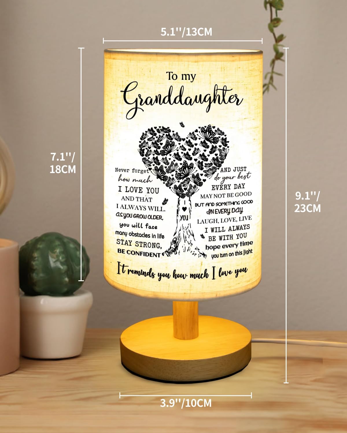 Granddaughter Gifts from Grandma, to Granddaughter Fabric Table Lamp