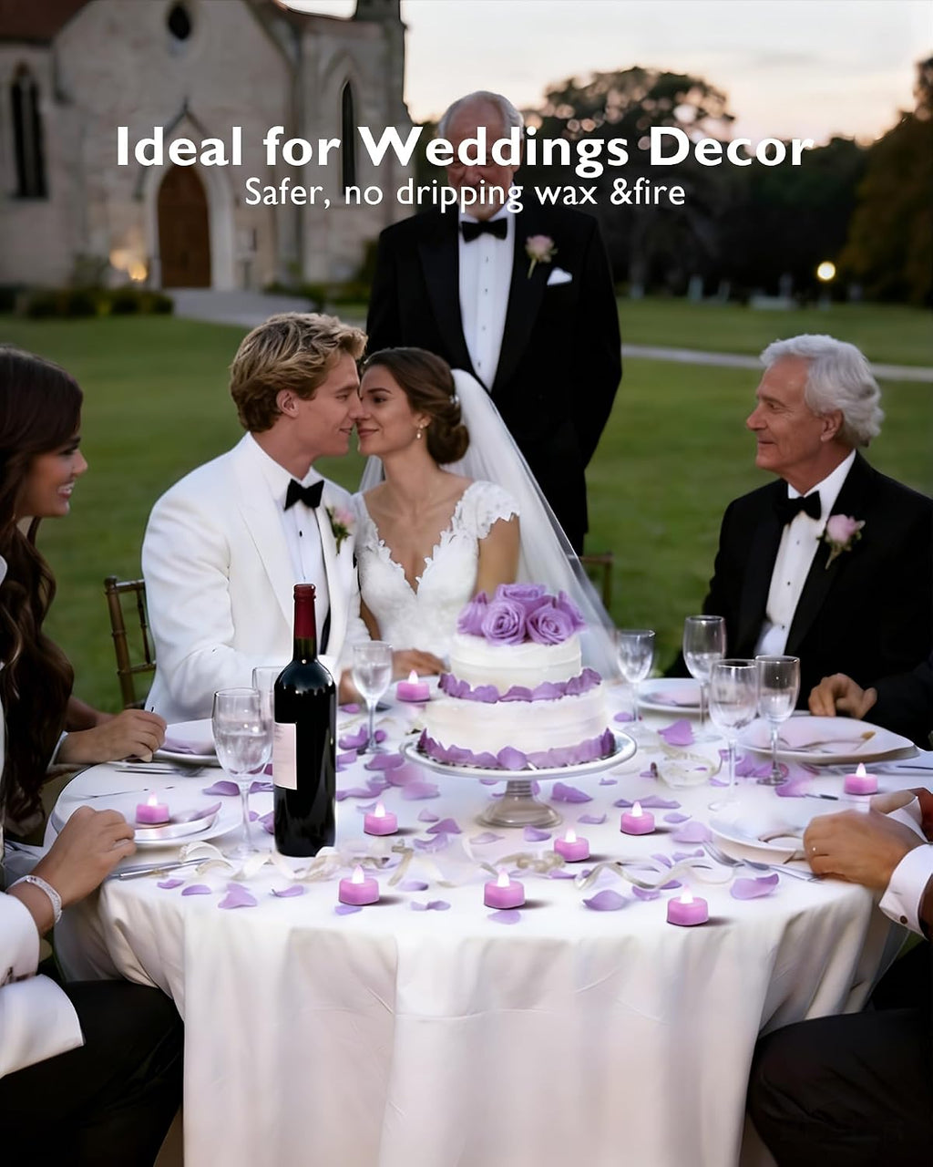 Amagic 1000 Pieces Light Purple Artificial Rose Petals with 12 Light Purple LED Tea Lights, Rose Petals and Candles Set for Proposal, Anniversary, Romantic Night, Wedding Decor