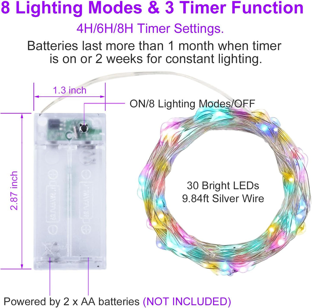 innolife LED Multicolor Fairy Lights Battery Operated with Remote Control