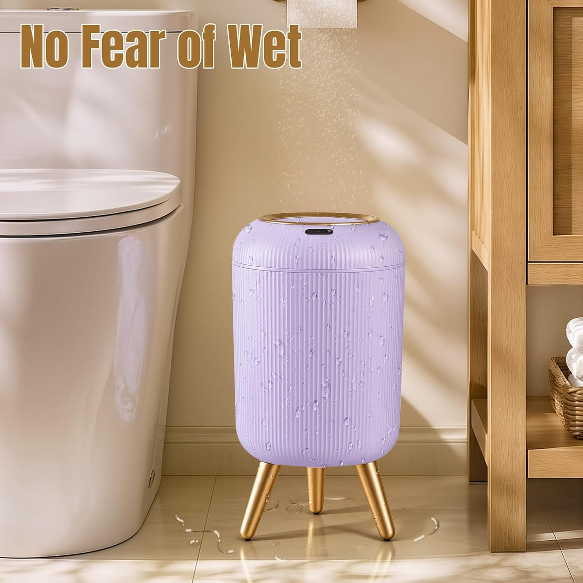 Bathroom Trash Can Automatic Touchless,3 Gallon Purple Gabage can