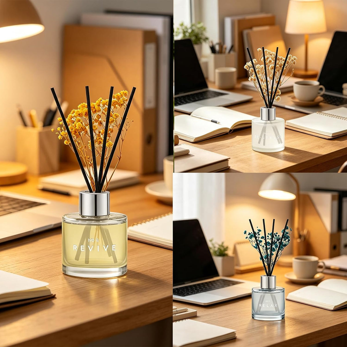 Set of 3 Scent Diffuser with Dry Flowers Lavender Gardenia Jasmine Freesia