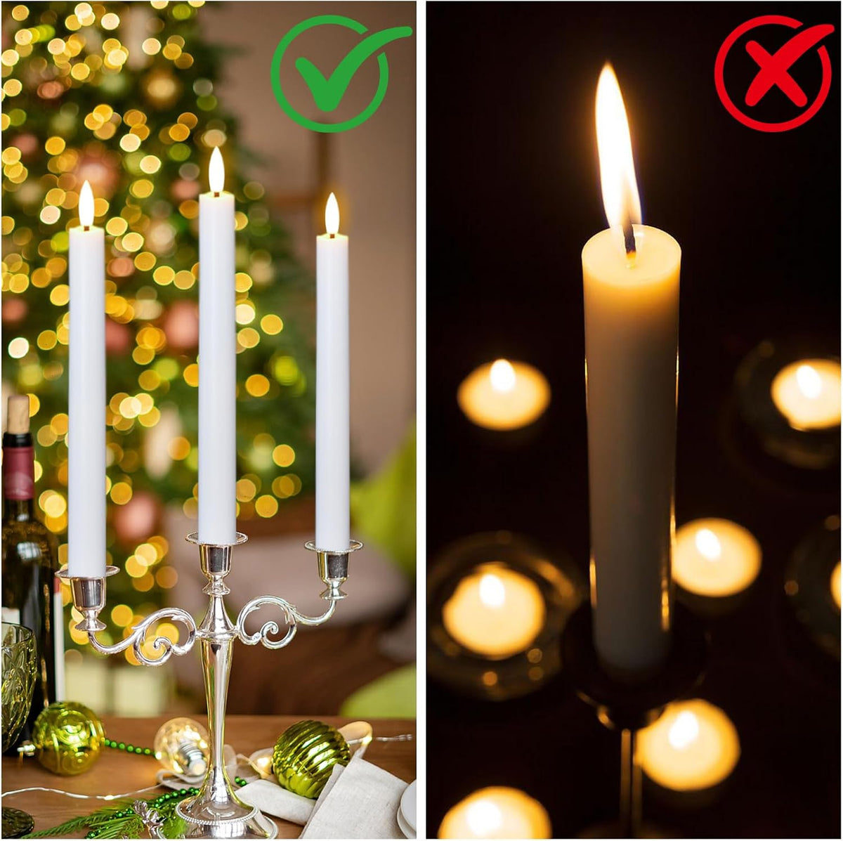 Wondise 3 Pack Flameless Taper Candles with Remote Timer
