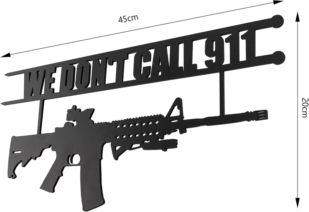 No Trespassing Sign "You're In Range" Metal Wall Tree Hanger Decor – Outdoor Indoor Gun Owners "We Don't Call 911" Monogram Display – Heavy Duty Steel Security Warning – Home Protection – 12.5" Tall
