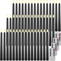 Reginary 48 Pcs Flameless Taper Candles with 4 Remote,Black,9.65 Inches