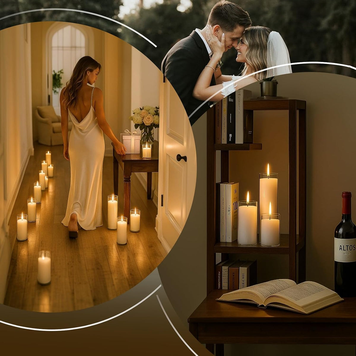 18 PCS Pillar White Candles in Glass,Hurricane Candles,Wedding Cylinder Candle,3 Different Lengths 2 x 3/6/8 Inch (6 Each),Creating an Atmosphere Suitable for Various Outdoor Activities.