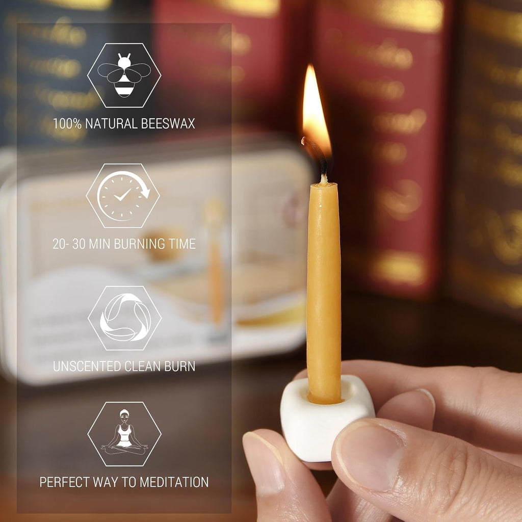 20 Minute Candles Set,2.6 Inch Beeswax Taper Meditation Candles 40Pcs