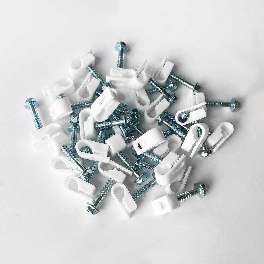 Round Cable Clip with Screws for Starlink Ethernet Cable, Wire Clip, Cord Clips for Starlink Cables Wall Installation, Coaxial Cable Organizer Clips for Hanging -10 Pack