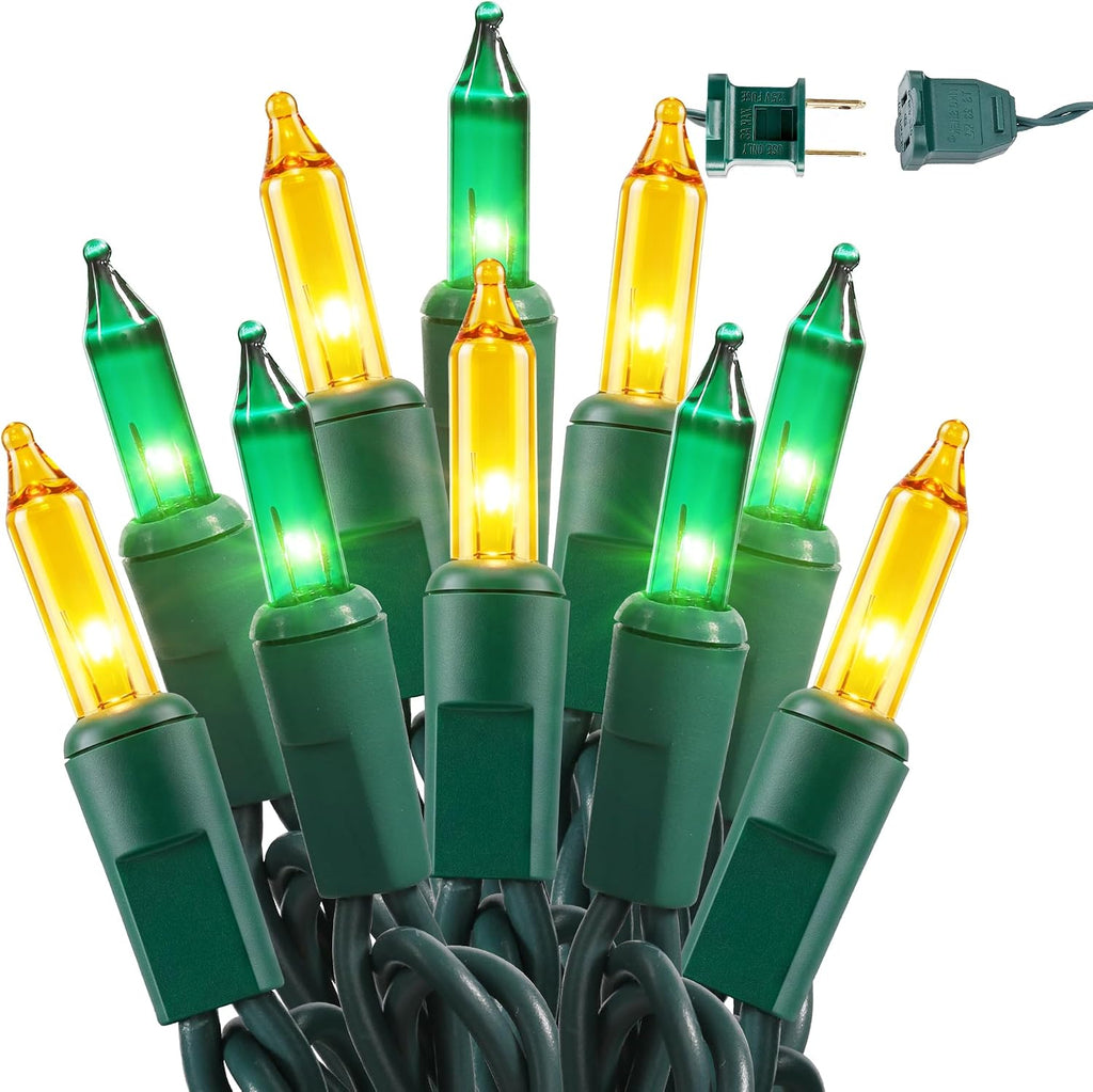 BrizLabs Christmas Lights, 100 Count 19.7ft Yellow & Green String Lights