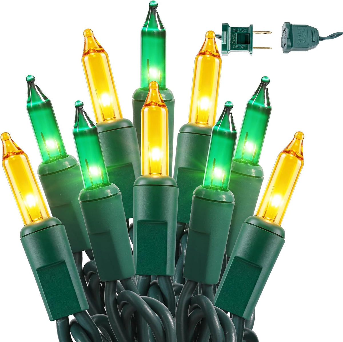 BrizLabs Christmas Lights, 100 Count 19.7ft Yellow & Green String Lights
