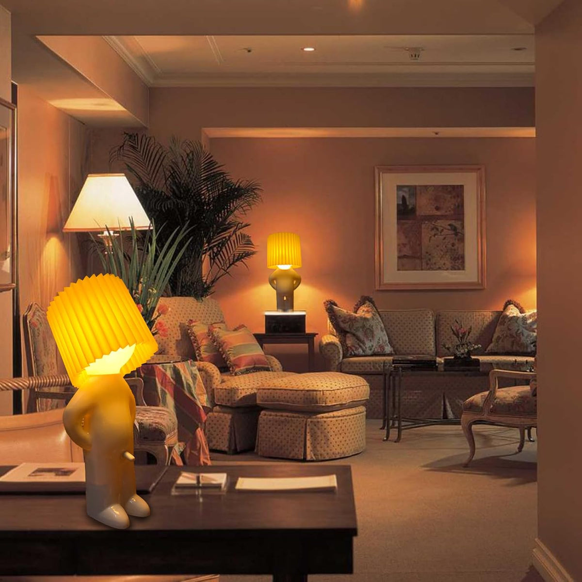 Shy Man Lamp Funny Gag Gift Night Light for Adults Men Women, Yellow