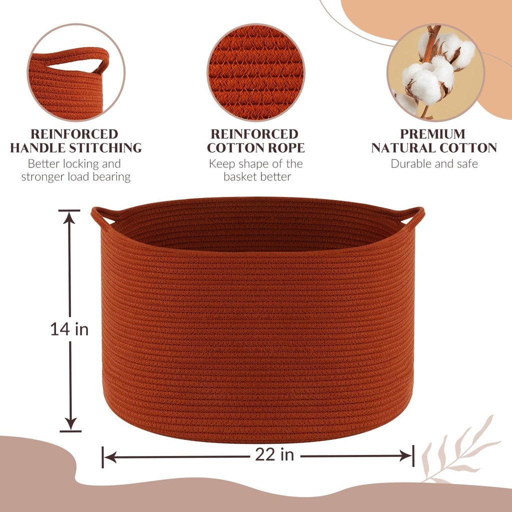 Maliton Woven Rope Blanket Basket Living Room, Storage Basket for Toy, 90L