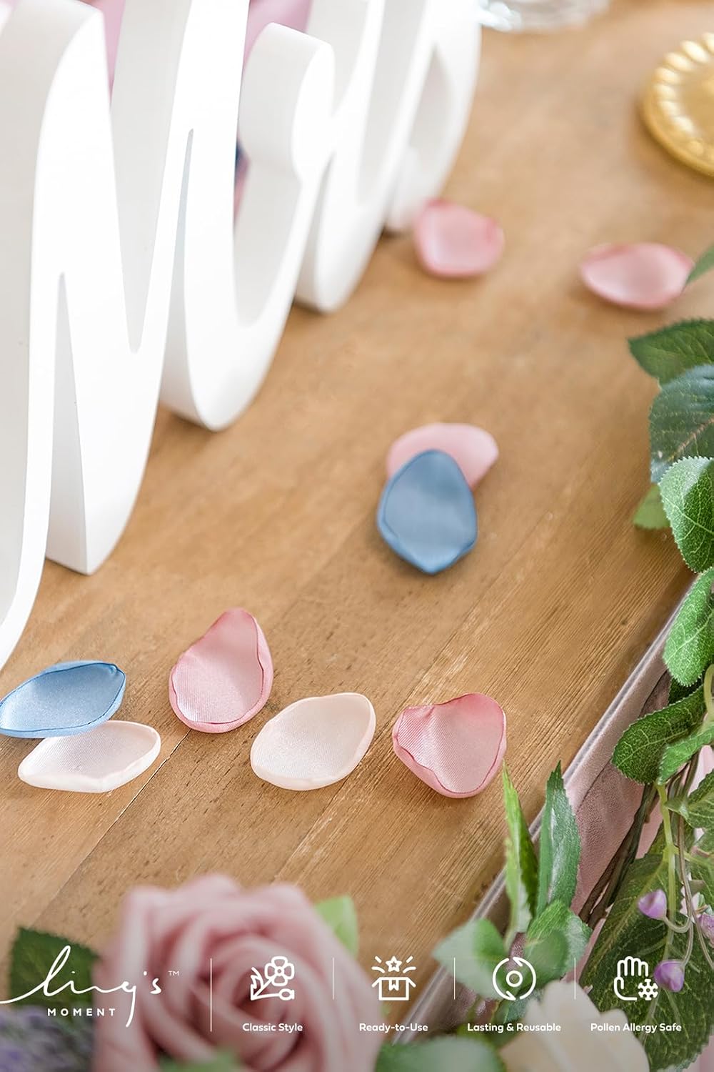 Ling's moment Silk Rose Petals, Dusty Rose Navy Blue, 200pcs
