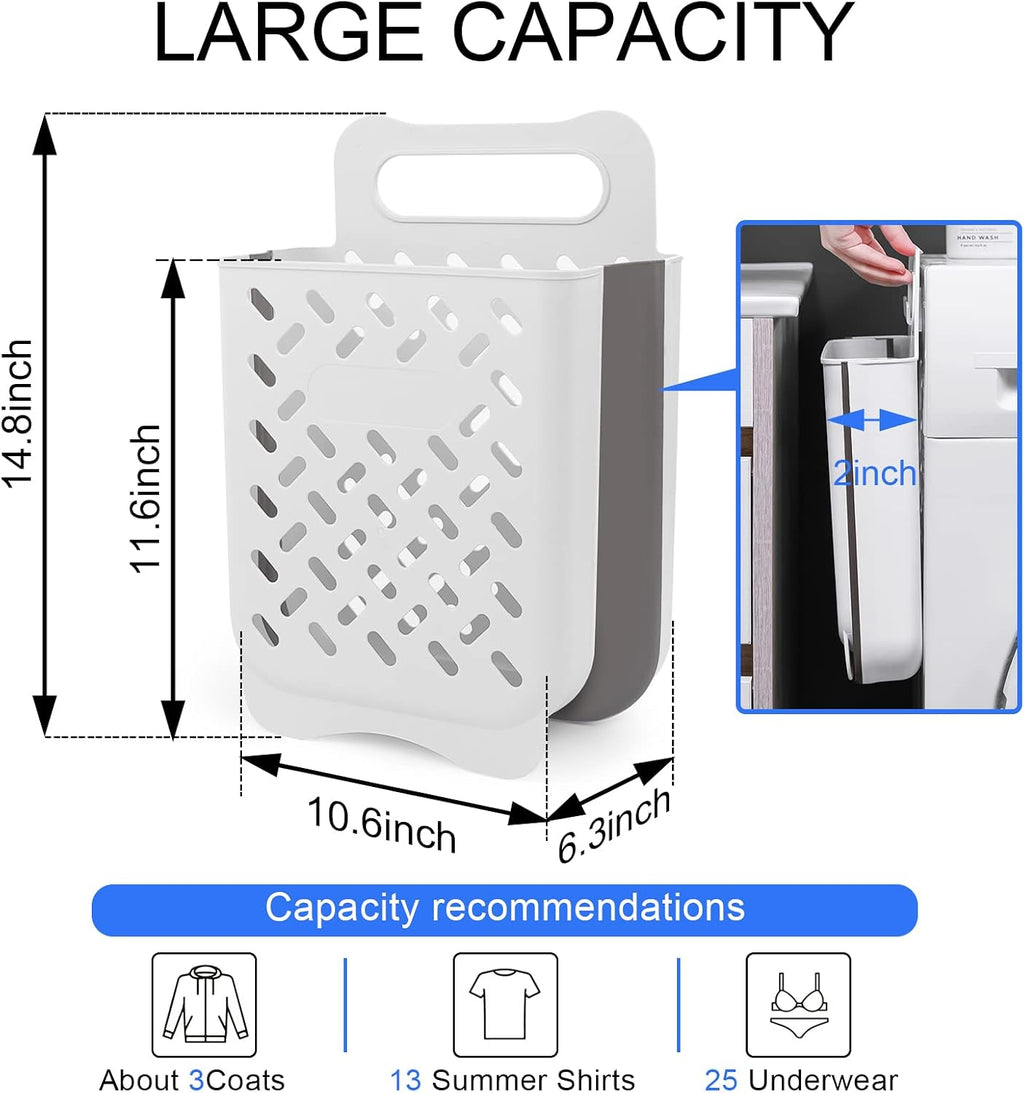 Laundry Basket Hamper,Hanging Wall Collapsible Laundry with Handle,Space-Saving Foldable Storage Dirty Washer Organizer Bin Multi-function Container Waterproof Durable,Set of 2(XL&M)