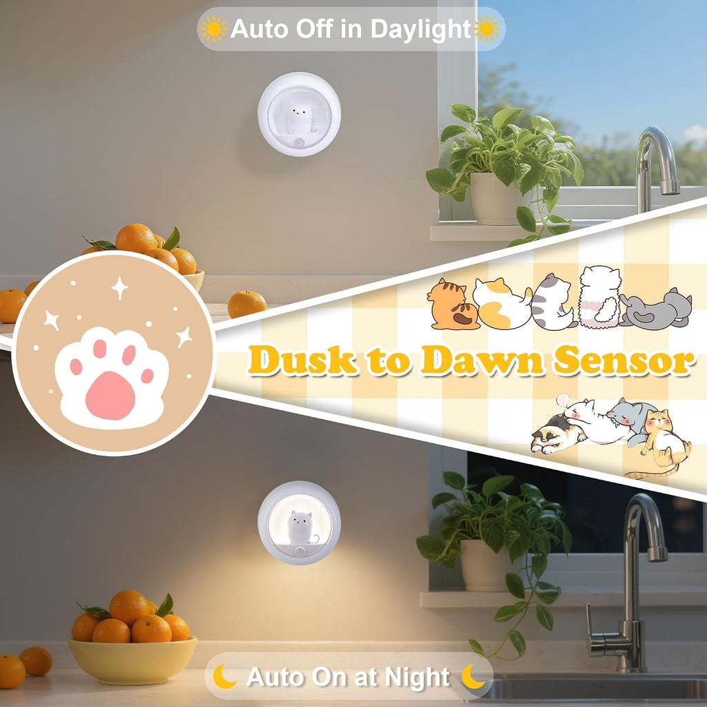Attivolife Cat Magnetic Motion Sensor Light, Rechargeable Locker Night Lamp Dimmable, Warm White LED, Bedroom Hallway Stair Bathroom Kitchen