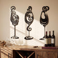 Otoolling 3 Pcs Wine Wall Art Black Metal Wine Sign 3 Style, Modern