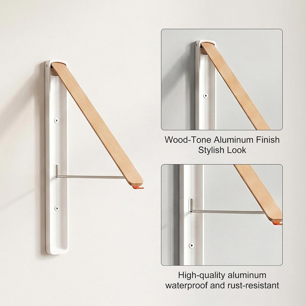 RFOUO White Foldable Wall Mounted Clothes Drying Rack,Laundry Hanger,1 Pack